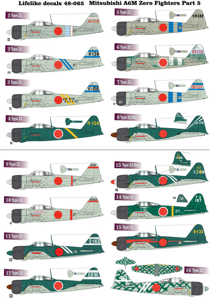 Lifelike 48-065 1:48 Mitsubishi A6M Zero fighter part 5
