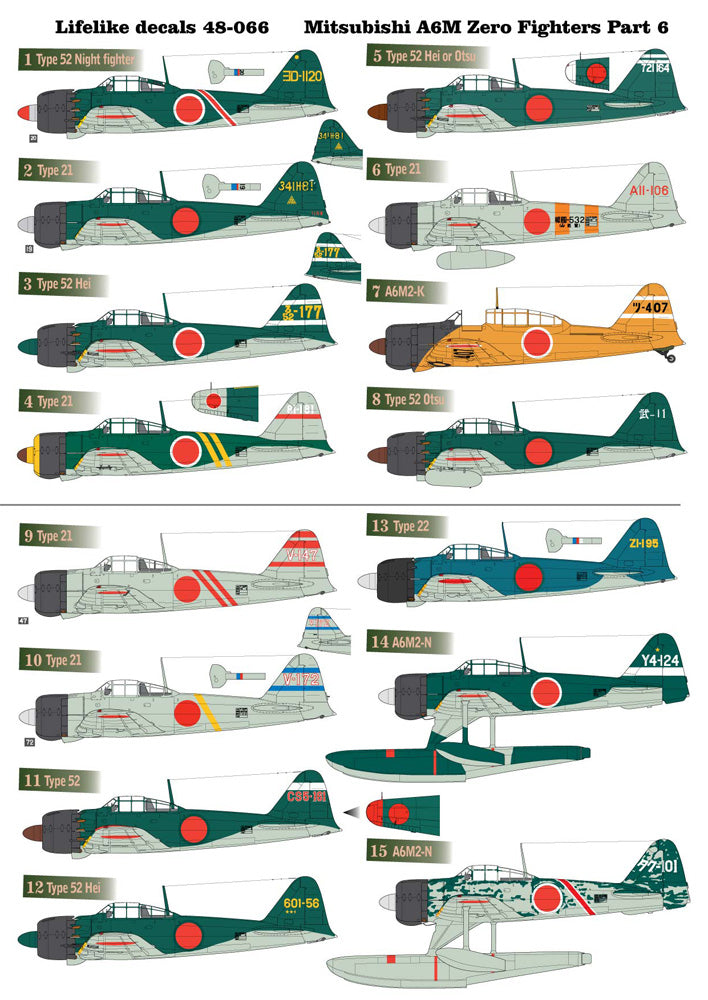 Lifelike 48-066 1:48 Mitsubishi A6M Zero fighter part 6