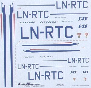 Lima November LN324801 1:32, 1:48 Piper Super Cub SAS Flying Club LN-RTC `Baltus Viking' 1977-1981