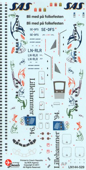 Lima November LN44529 1:144 MD-82 SAS 1994 winter Olympic Games special livery SE-DFS and LN-RLR Lillehammer '94.
