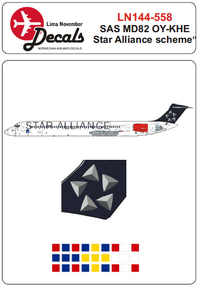 Lima November LN44558 1:144 McDonnell-Douglas MD-82 SAS OY-KHE in Star Alliance