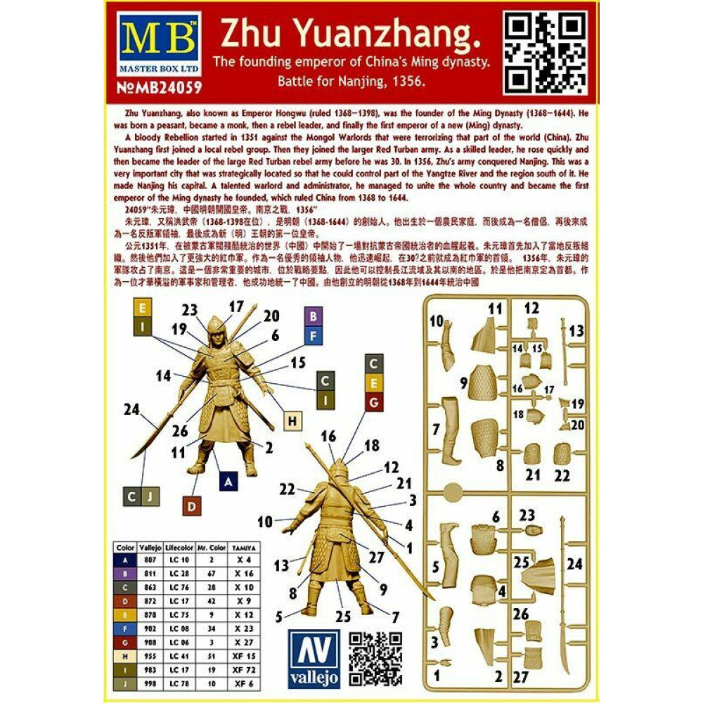 Master Box MB24059 1:24 Zhu Yuanzhang. The founding member of China's Ming Dynasty. Battle for Nanjing 1356.