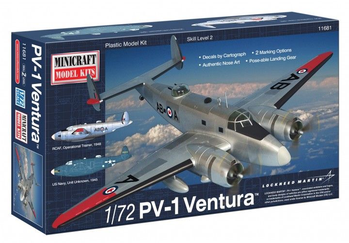 Minicraft 11681 1:72 Lockheed PV-1 Ventura USN (post war) WWII marking options