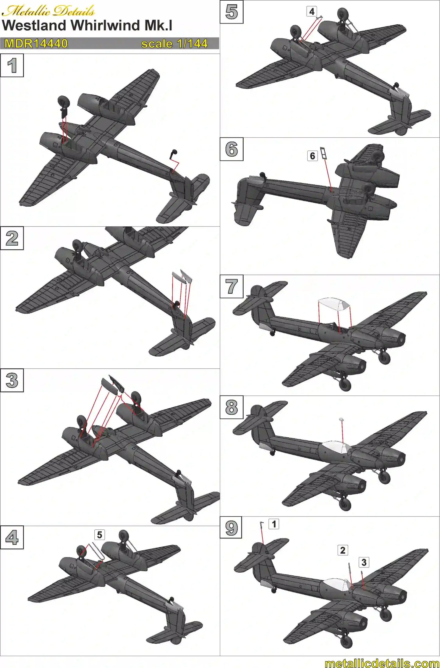 Metallic Details MDR14440 1:144 Westland Whirlwind Mk.I (3D-Printed) with etched parts and decals