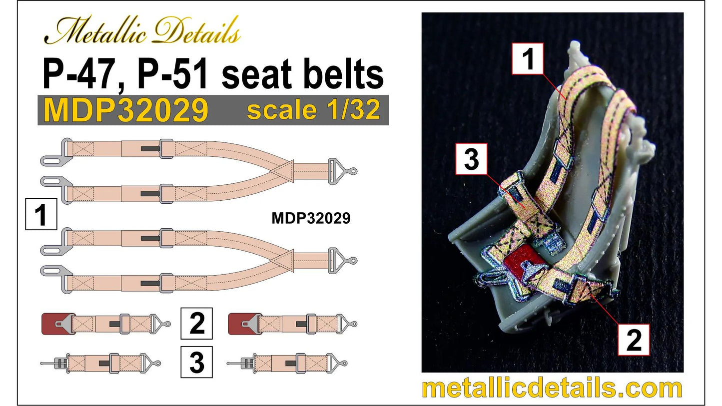 Metallic Details MDP32029 1:32 Republic P-47, North-American P-51 seat belts