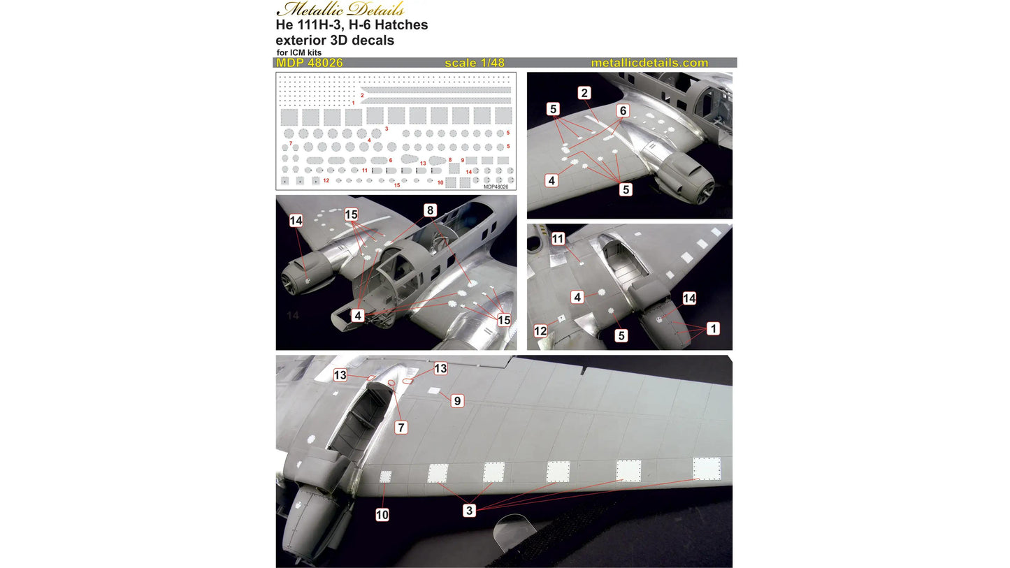 Metallic Details MDP48026 1:48 Heinkel He-111H-3/He-111H-6 small hatches