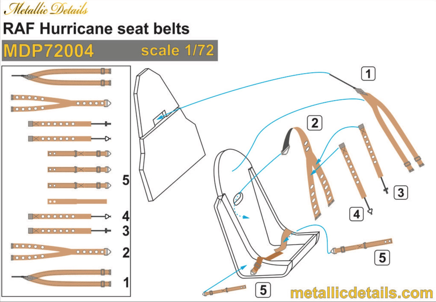 Metallic Details MDP72004 1:72 RAF Hawker Hurricane seat belts