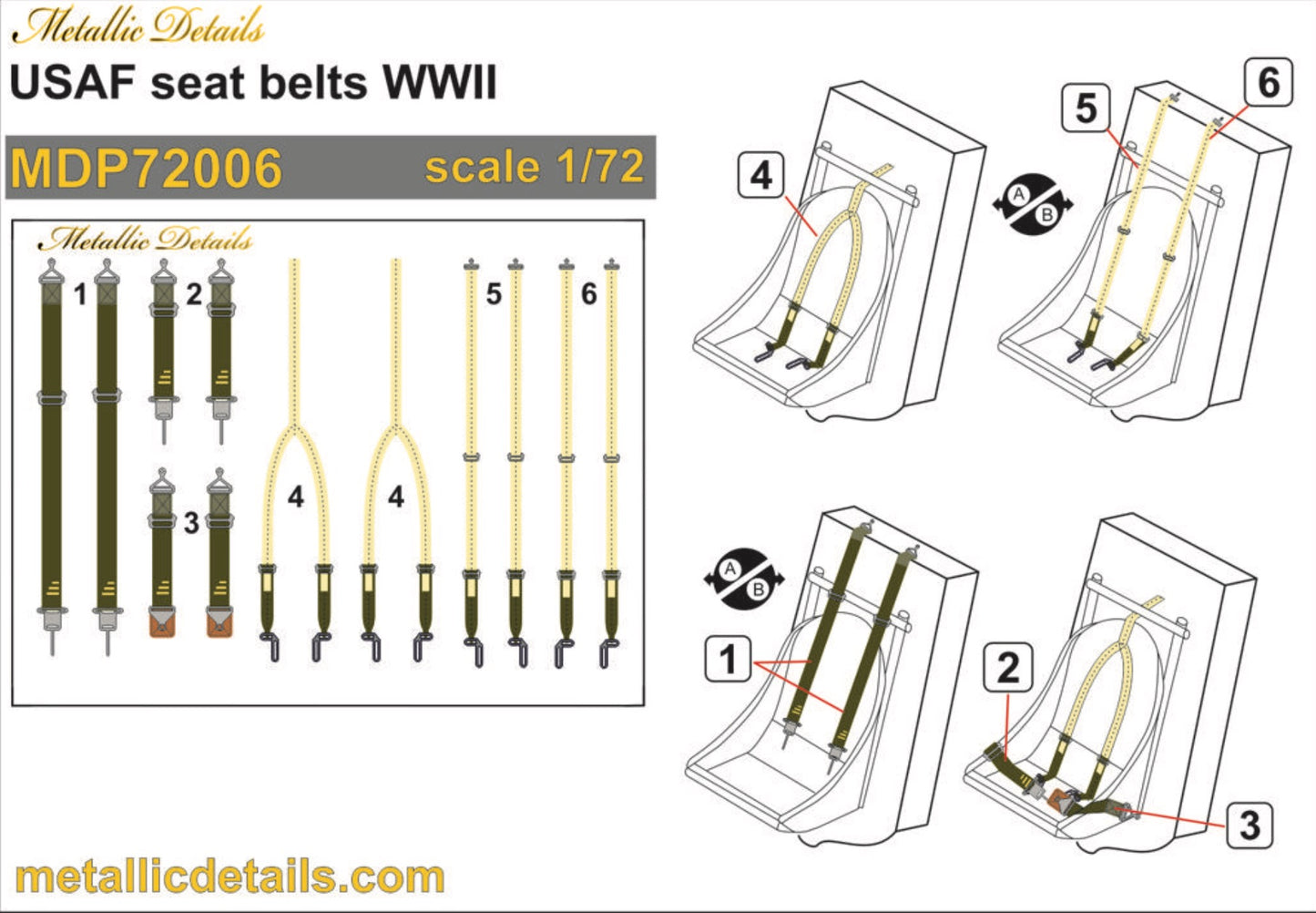 Metallic Details MDP72006 1:72 USAF seat belts WWII