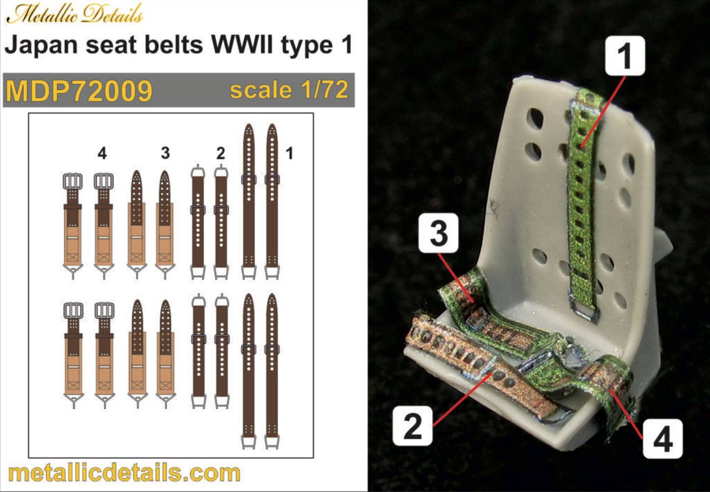Metallic Details MDP72009 1:72 Japan seat belts WWII type 1