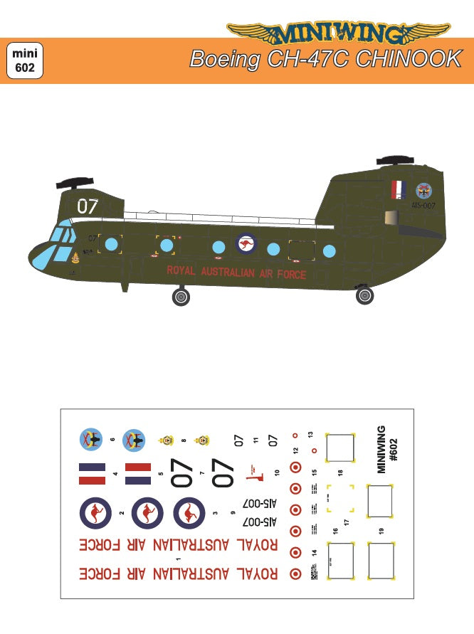 Miniwing 602 1:72 Boeing CH-47C CHINOOK / Australian Air Force