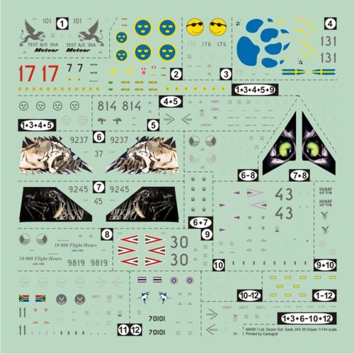 Mark I Guide MKD144012 1:144 Saab JAS-39 Gripen Colours & Markings