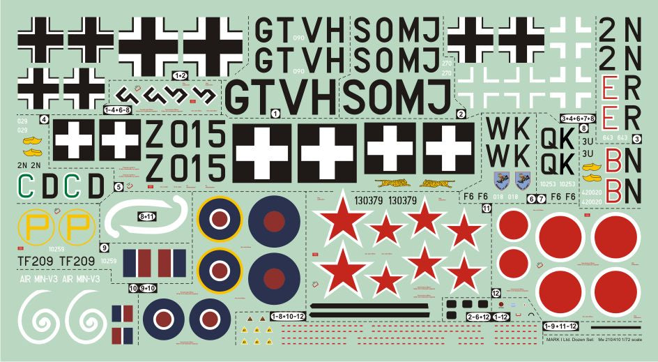 Mark I Guide MKD72010 1:72 Messerschmitt Me-210/410B-2/410A-1/U-2 & U4 Colours & Markings