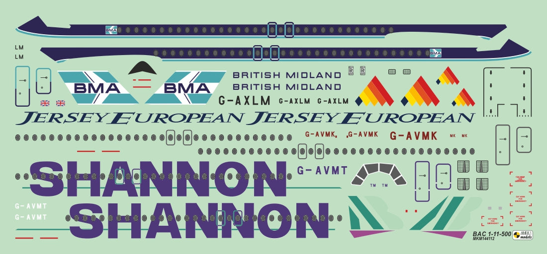 Mark I Models MKM144112 1:144 BAC 1-11-500 ‘British Midland, Jersey European, Shannon’