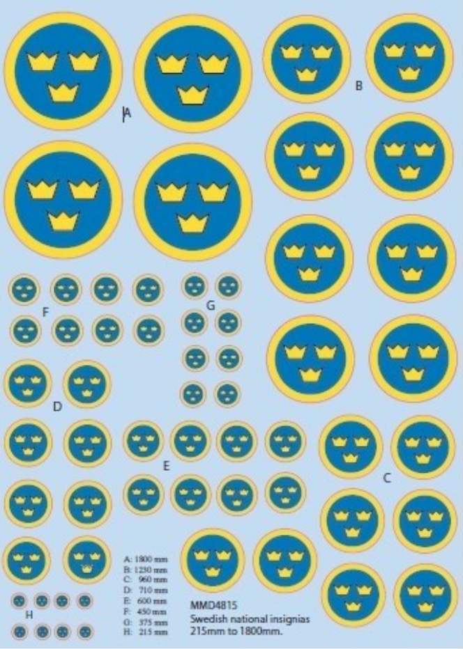 Maestro Models MMD4815 1:48 Swedish airforce national insignias