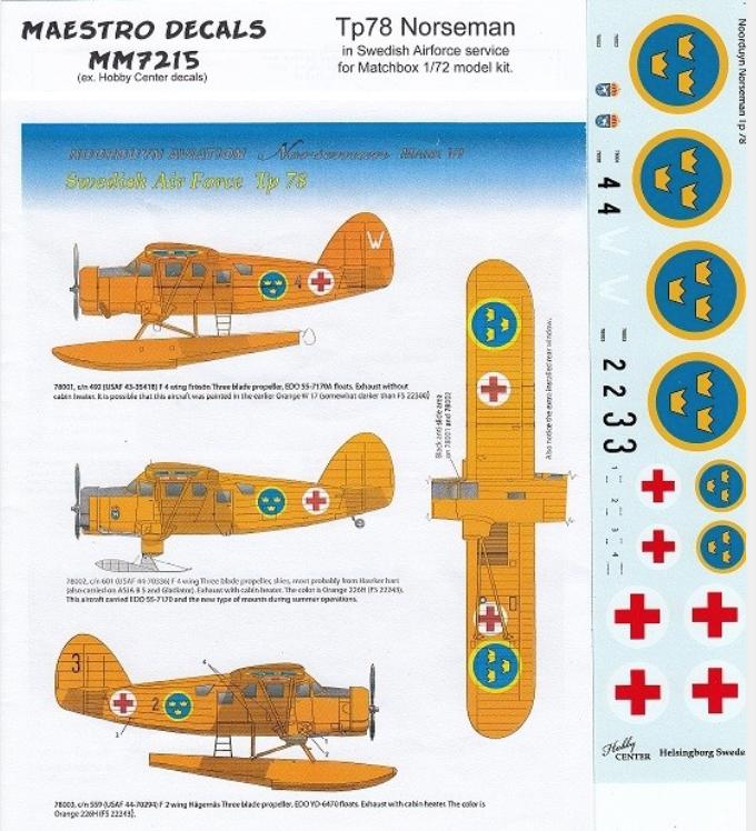 Maestro Models MMD7215 1:72 Tp78 Norseman in Swedish Airforce Service