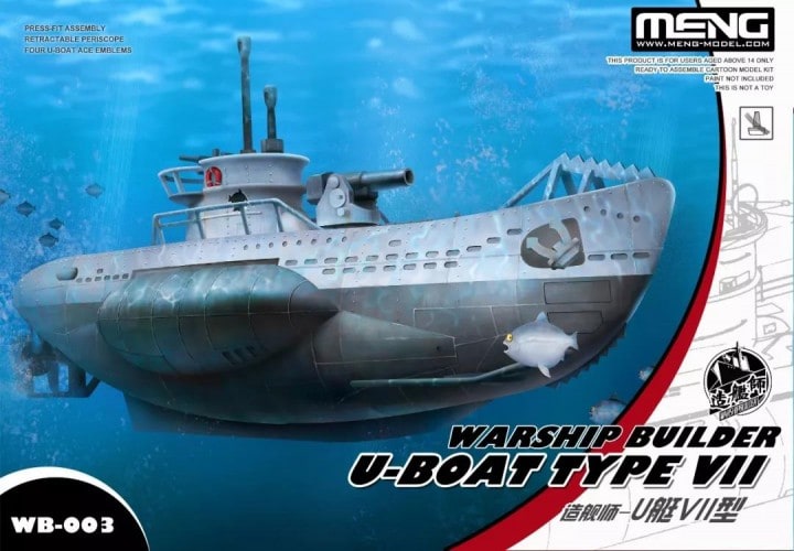 Meng Model WB-003 Warship Builder U-Boat Type VII Cartoon Ship Meng Model Kids Caricature Series