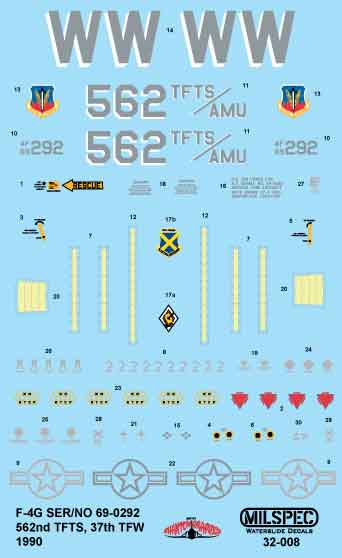 Milspec 32008 1:32 McDonnell F-4G Phantom 652nd TFTS 37th TFW 1990