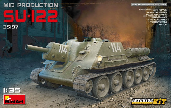MiniArt 35197 1:35 Soviet SU-122 (Mid Production) with interior - 738 plastic parts. 95 etched parts.. 3 decal options.