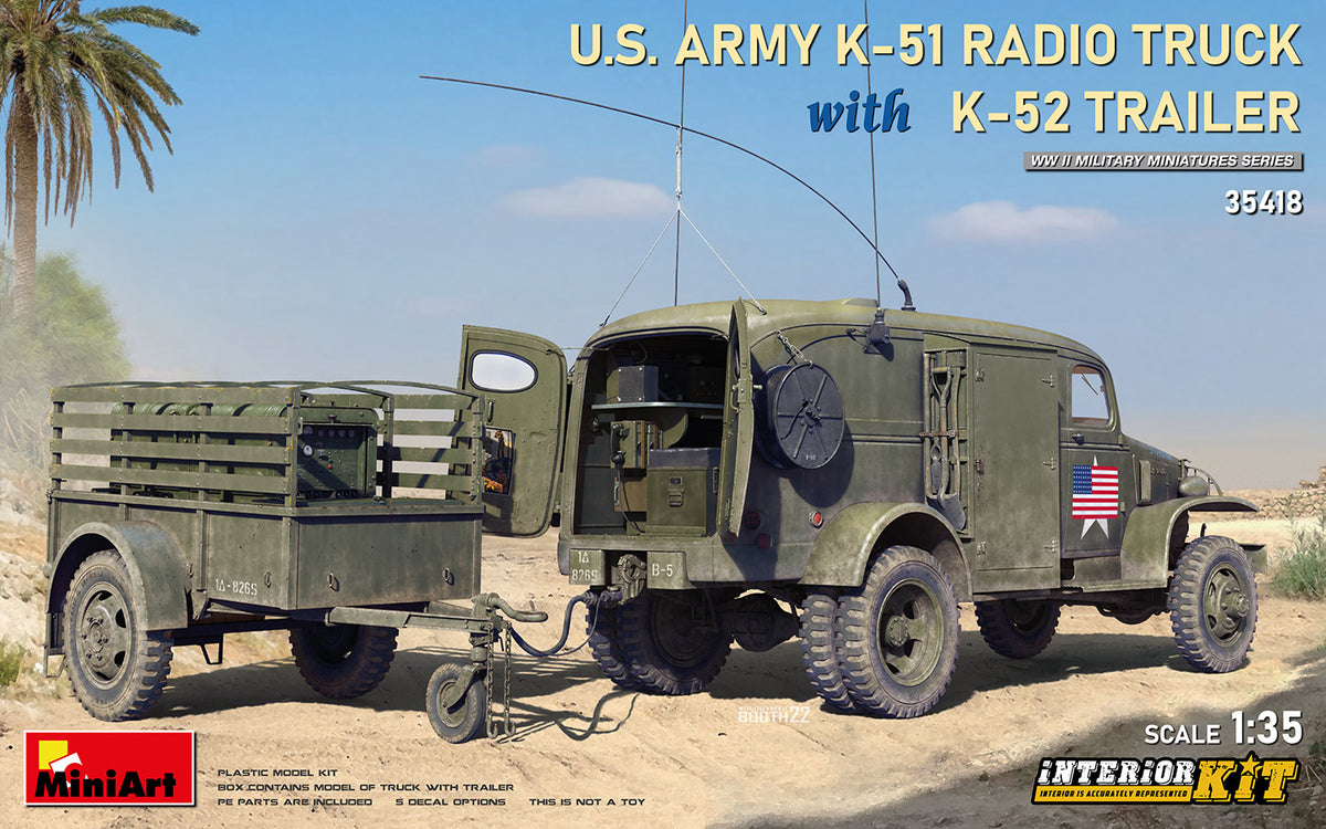 MiniArt 35418 1:35 US ARMY K-51 RADIO TRUCK WITH K-52 TRAILE