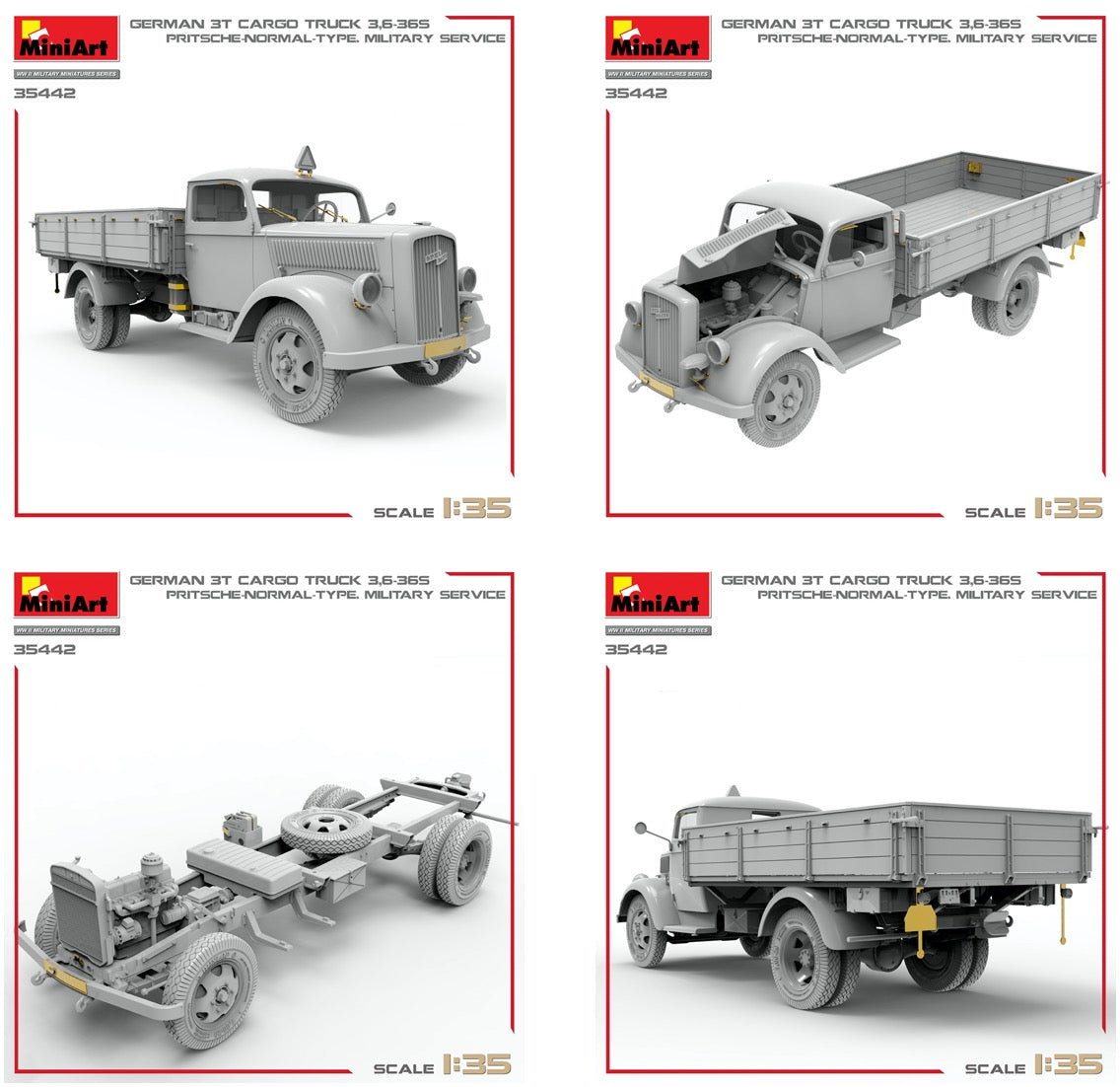 MiniArt 35442 1:35 German 3t Cargo Truck 3,6-36S - Pritsche Normal Type Military Service