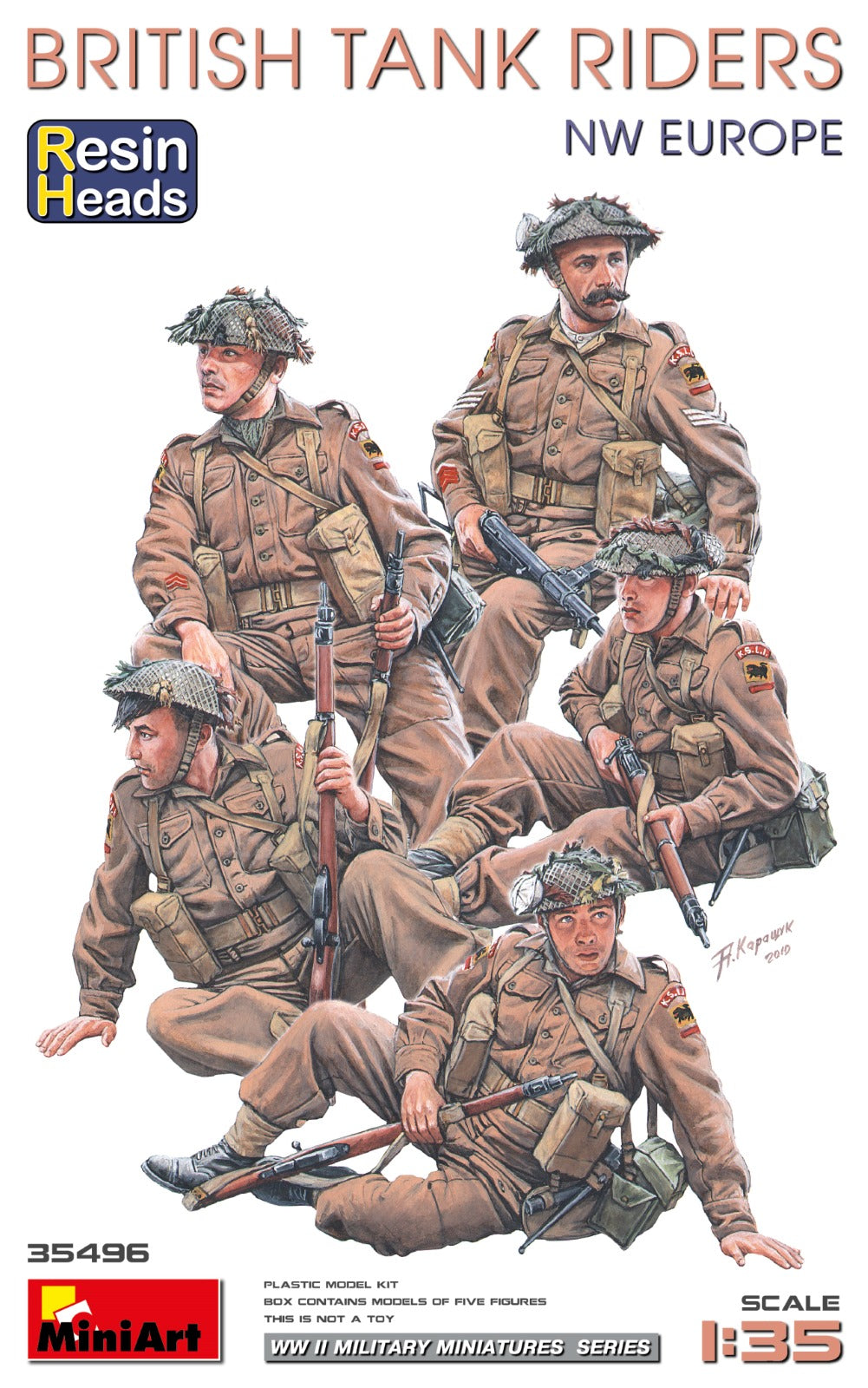 MiniArt 35496 1:35 British Tank Riders (North Western Europe). 5 figures with resin heads
