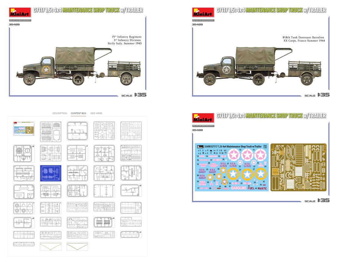 MiniArt 35498 1:35 G7117 1,5t 4x4 Maintenance Shop Truck with Trailer