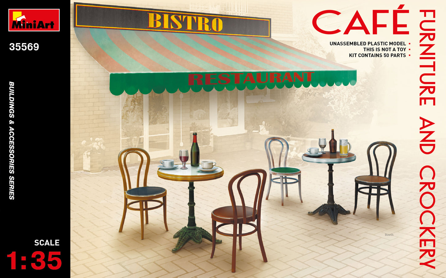 Mini Art 35569 1:35 Cafe Furniture (tables and chairs) & Crockery