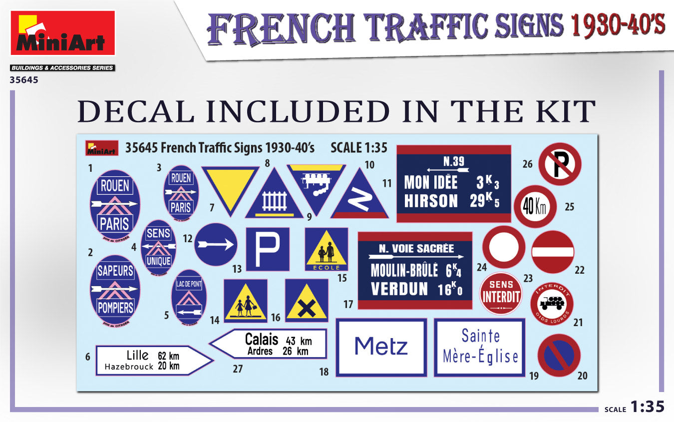 Mini Art 35645 1:35 French Traffic Signs 1930-40’s