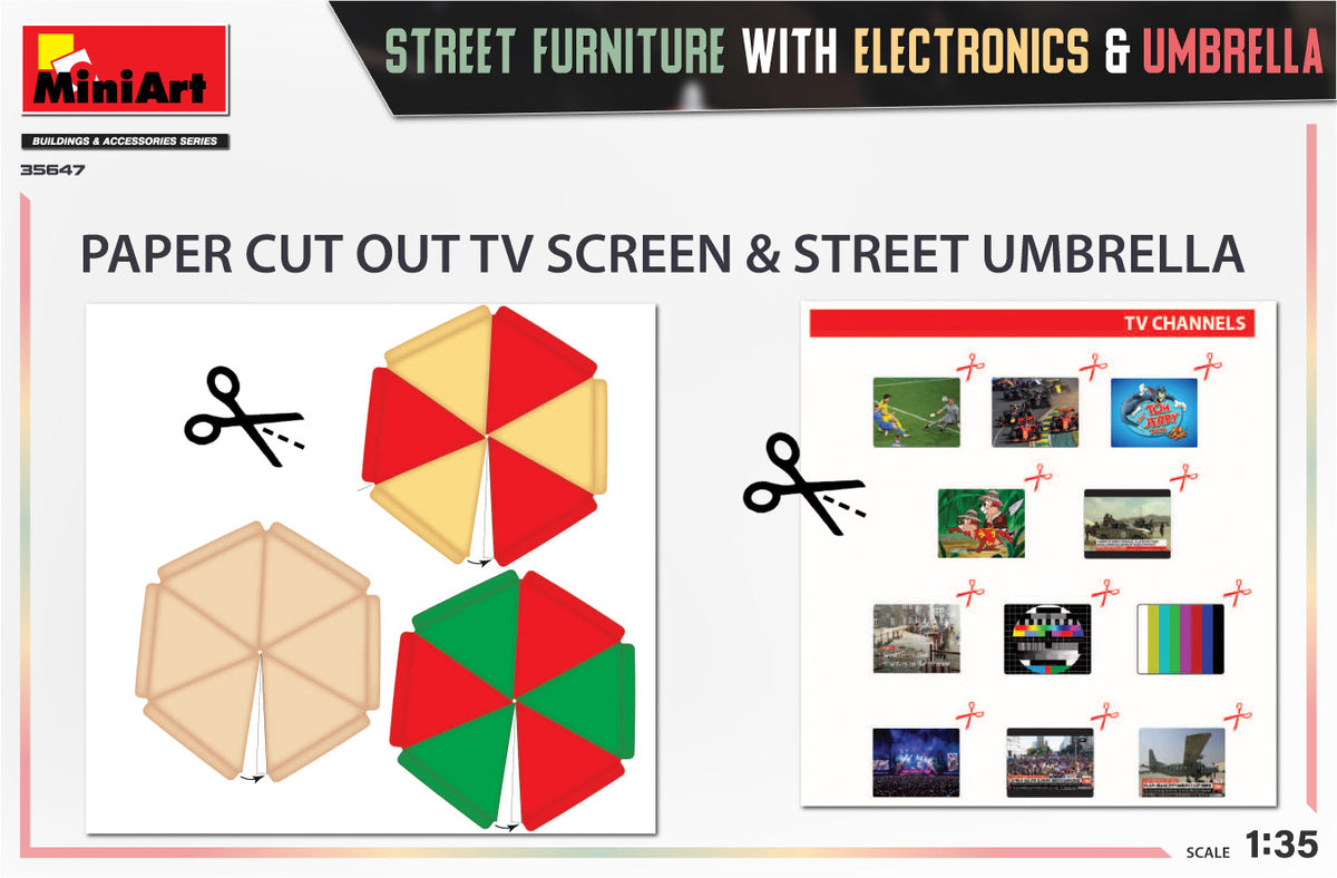 MiniArt 35647 1:35 Street Furniture with Electronics & Umbrella
