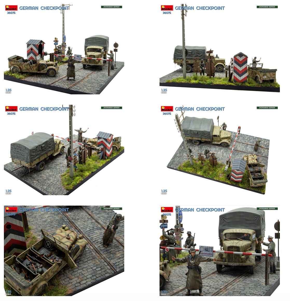 MiniArt 36075 1:35 German Checkpoint - 3t Cargo Truck 3,6-36S & Kfz.1 Type 170VK with Feldgendarmerie (Big Set)