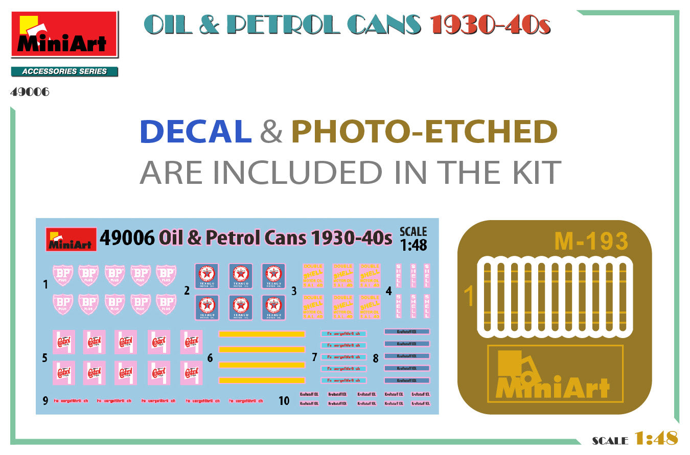 Mini Art 49006 1:48 Oil & Petrol Cans 1930-40s