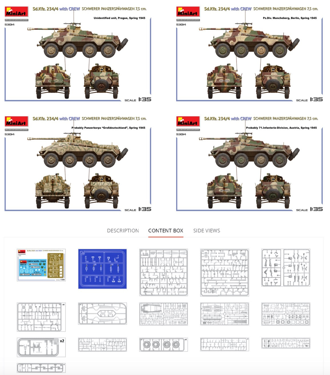 MiniArt 53014 1:35 Sd.Kfz.234/4 Panzerspahwagen (7.5cm) & Crew