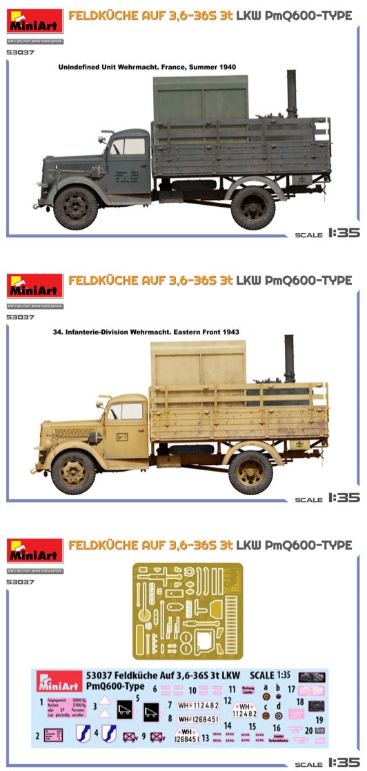MiniArt 53037 1:35 Feldkuche auf 3,6-36S 3t LKW PMQ600-Type