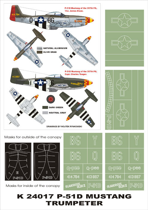 Montex K24017 1:24 P-51D Mustang canopy frame paint masks (inside and outside)) + insignia and markings masks