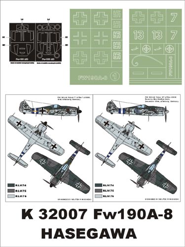 Montex K32007 1:32 Focke-Wulf Fw-190A-8 canopy frame paint masks insignia and markings masks