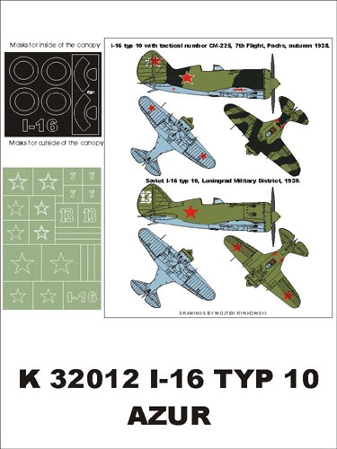 Montex K32012 1:32 Polikarpov I-16 (USSR) canopy frame paint masks + insignia and markings masks