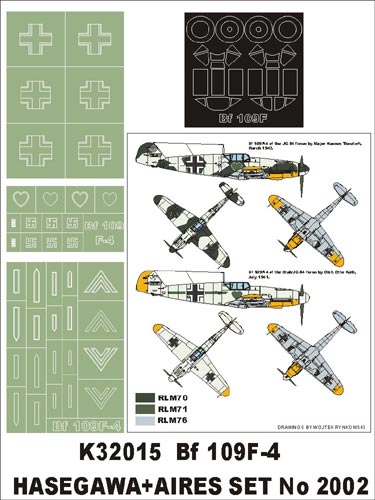 Montex K32015 1:32 Messerschmitt Bf-109F-4 canopy frame paint masks + insignia and markings masks