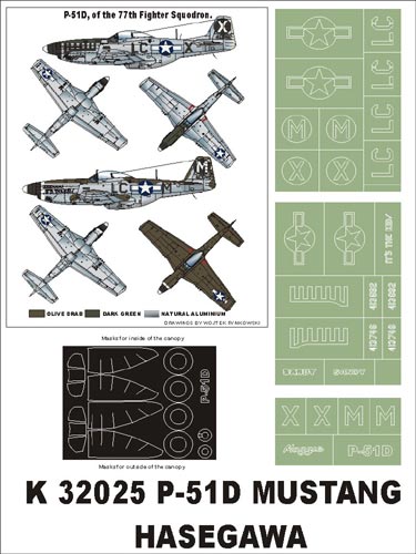 Montex K32025 1:32 P-51D Mustang canopy frame paint masks + insignia and markings masks