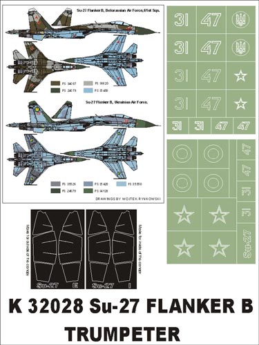 Montex K32028 1:32 Sukhoi Su-27 canopy frame paint masks insignia and markings masks