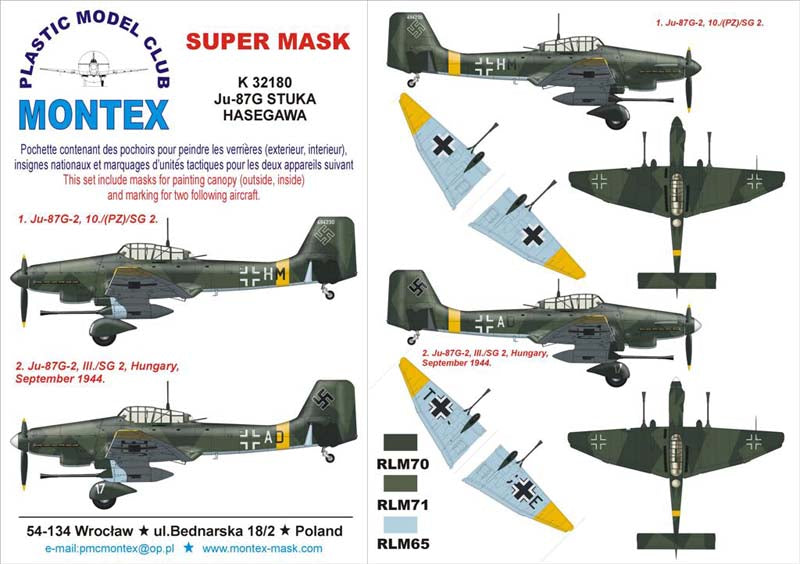 Montex K32180 1:32 Junkers Ju-87G 'Stuka' canopy frame paint masks