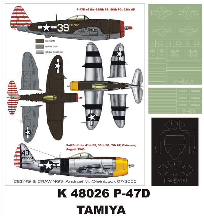 Montex K48026 1:48 P-47D Thunderbolt 'Bubbletop' 1 canopy mask (exterior) insignia and markings masks