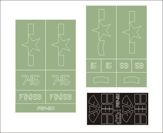 Montex MM32073 1:32 Grumman F6F-5N Hellcat canopy frame paint masks