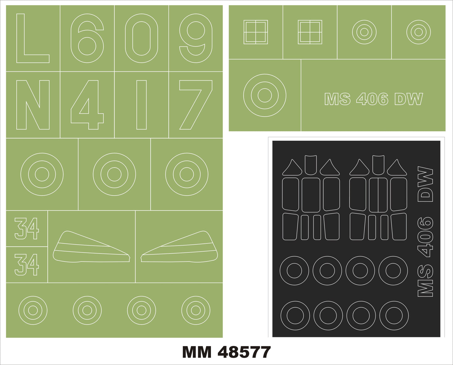 Montex MM48577 1:48 MS.406 2 canopy masks(outside & inside) + 1 insignia masks
