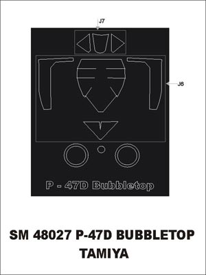 Montex SM48027 1:48 Republic P-47D Thunderbolt 'Bubbletop' canopy frame paint mask