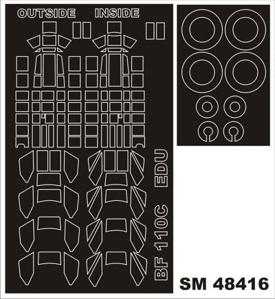 Montex SM48416 1:48 Messerschmitt Bf-110C canopy frame paint masks (inside and outside)