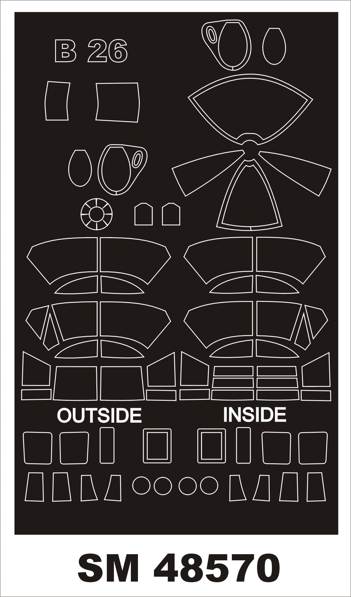 Montex SM48570 1:48 Martin B-26B MARAUDER canopy frame paint masks (inside and outside)