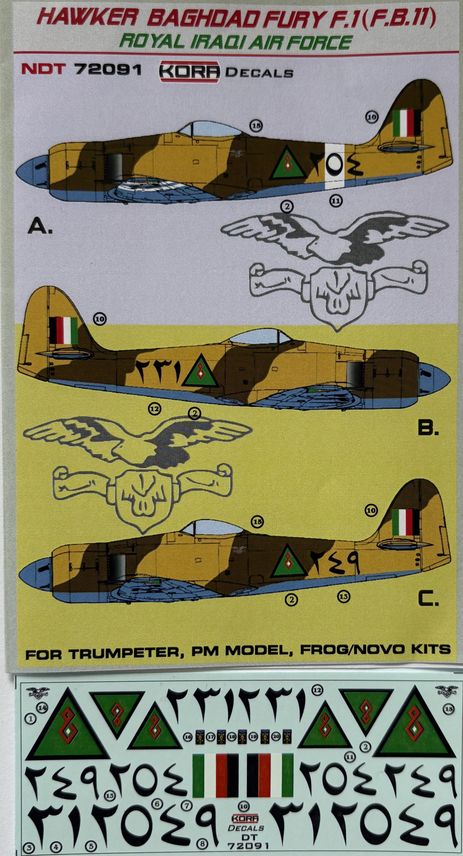 Kora NDT72091 1:72 Hawker Baghdad Fury F.1 (FB.II) in the Royal Iraqi Air Force