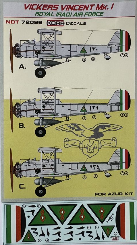 Kora NDT72096 1:72 Vickers Vincent Mk.I in the Royal Iraqi Air Force