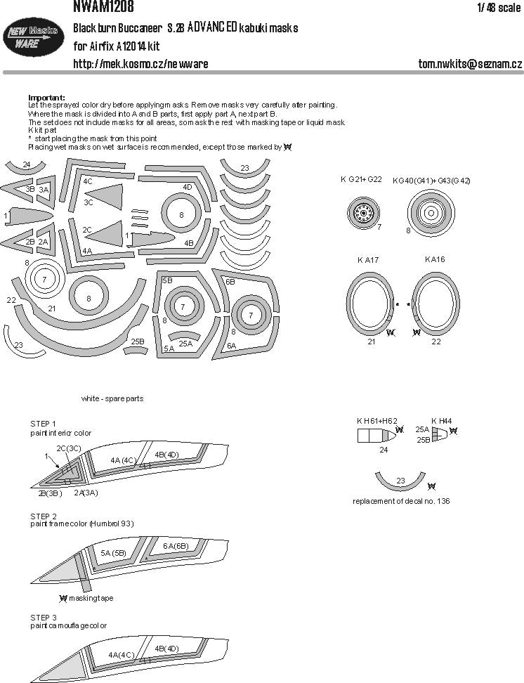 New Ware NWAM1208 1:48 Blackburn Buccaneer S.2B ADVANCED kabuki masks