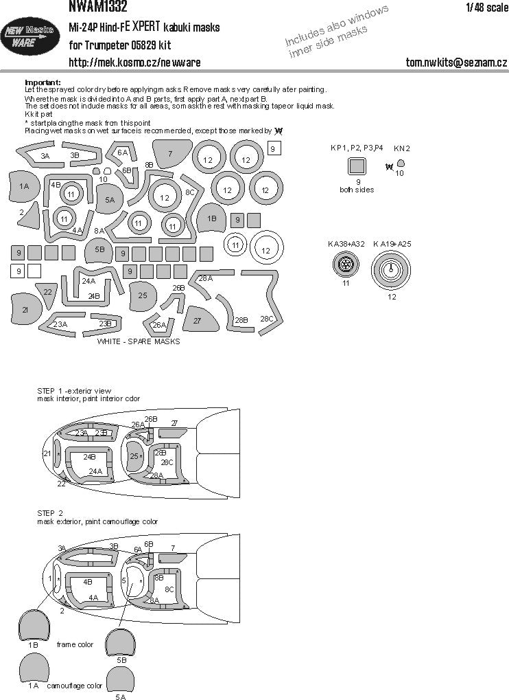 New Ware NWAM1332 1:48 Mil Mi-24P Hind-F EXPERT kabuki masks